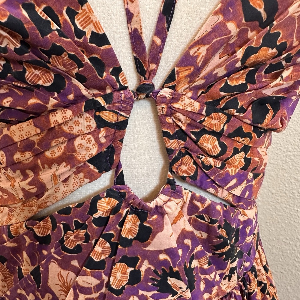 Ulla‎ Johnson Phoebe Strappy Cutout Cotton Midi Dress Batik Purple Brown Boho Sm - Picture 6 of 12